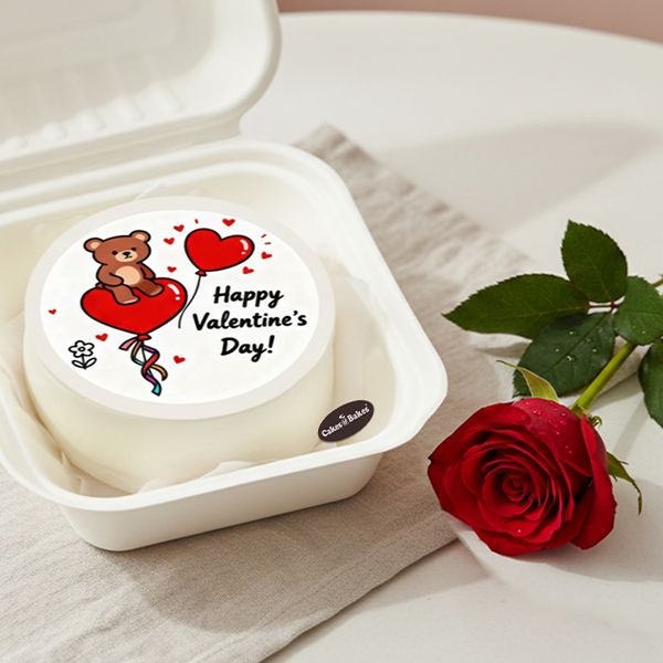 Valentine Vanilla Bento Cake with Rose