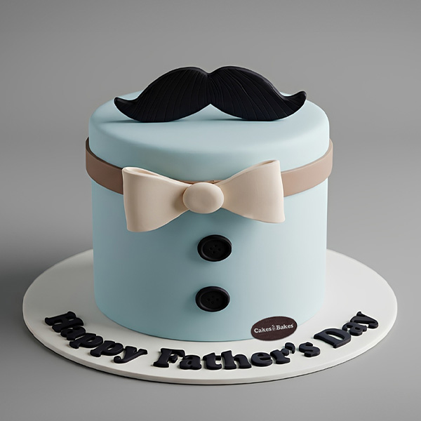 Father’s Day mustache cake Dubai with gentleman theme design and premium bakery finish